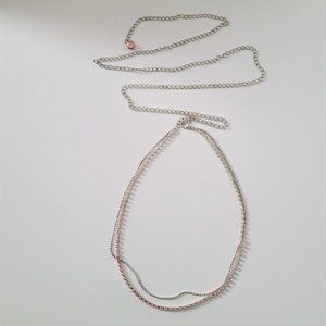 Silver and Pink layered choker necklace